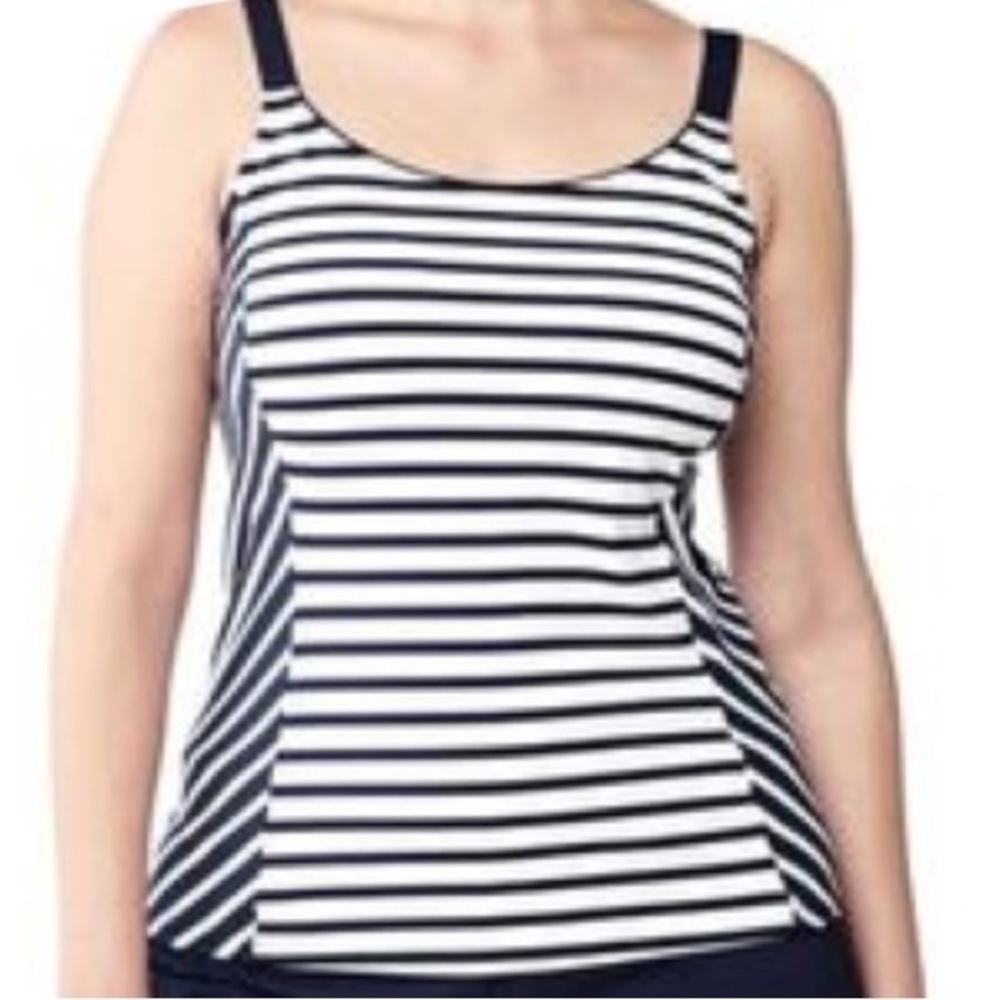 EXCELLENT CONDITION LAND’S END STRIPED TANKINI WITH PADDED SHELF BRA SIZE 10
